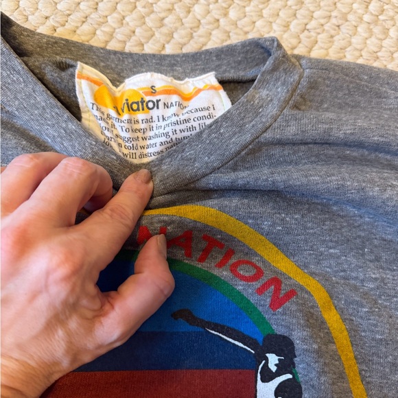 Aviator Nation Gray Tee with Rainbow Graphic - Picture 2 of 4